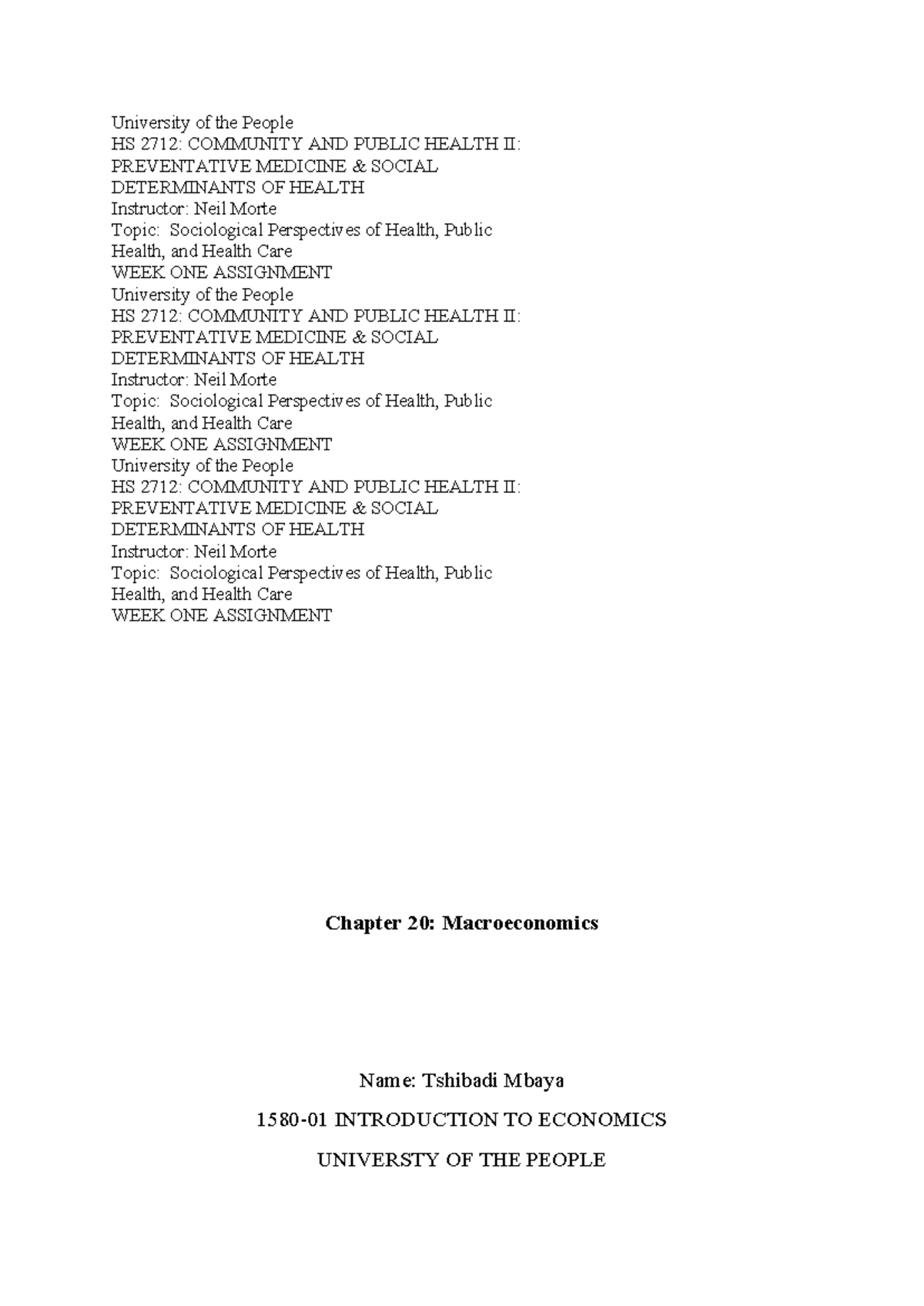 HS 2712: Community & Public Health II - Week 1 Assignment Overview ...