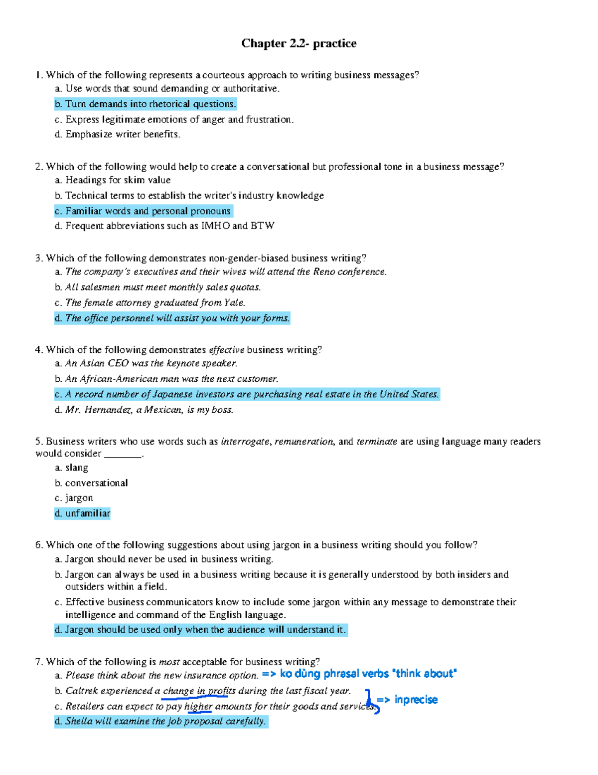 Chapter 2.2 Practice: Courteous Business Writing Techniques - Studocu