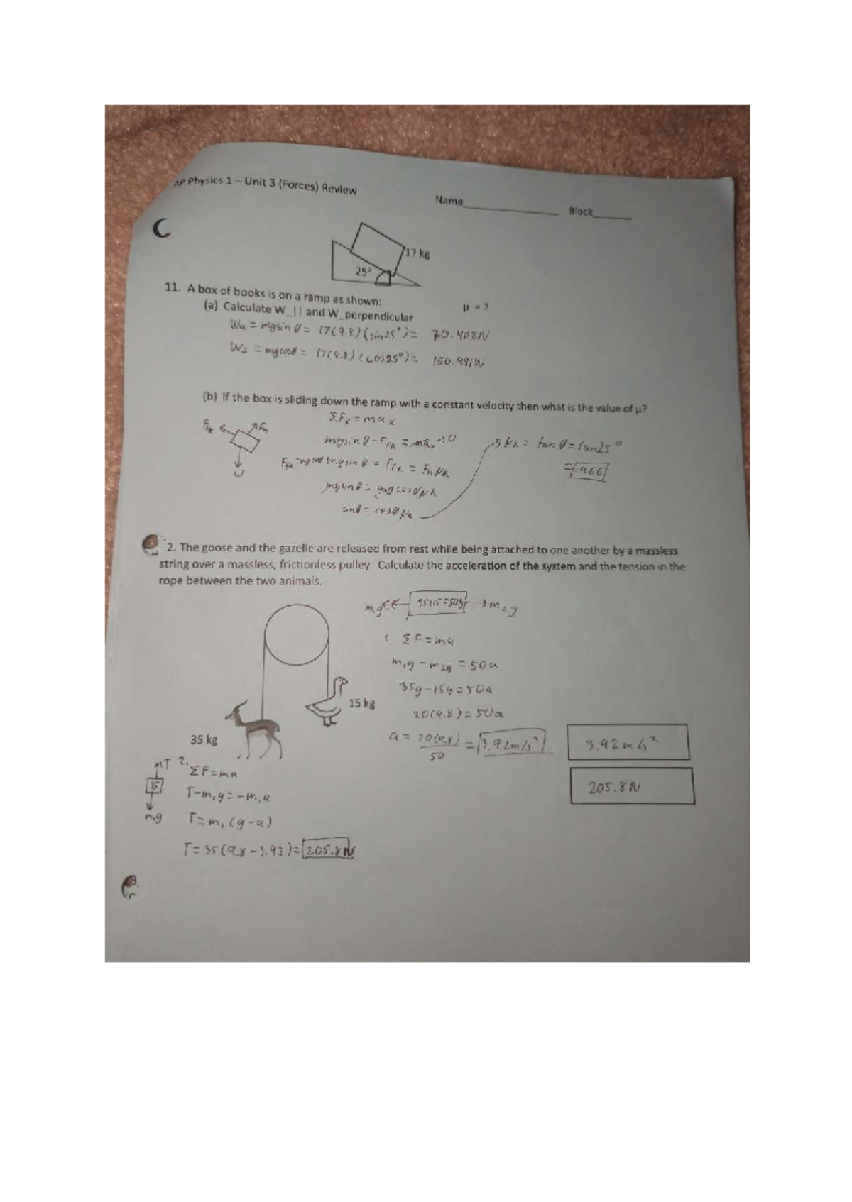 AP Physics Unit 3 (Forces) Review - Forces Part 3 Analysis - Studocu