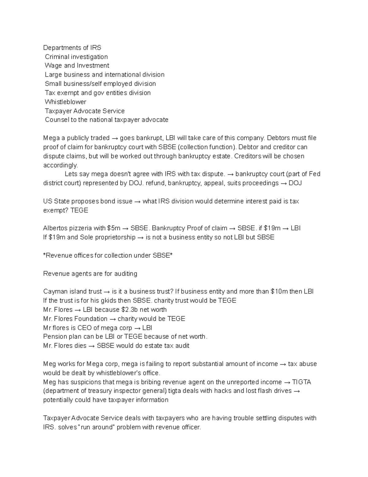 Tax Procedures (Course Code) - Comprehensive Class Notes - Studocu