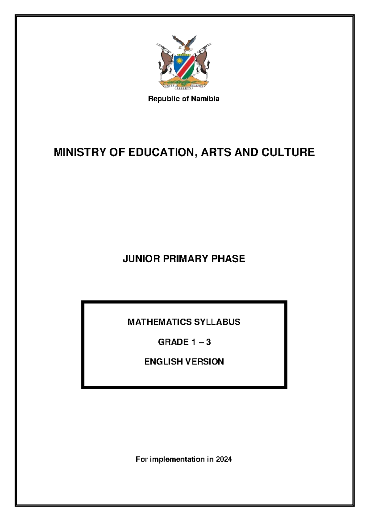 Mathematics Syllabus for Grade 1-3 (NIED 2023) - Studocu