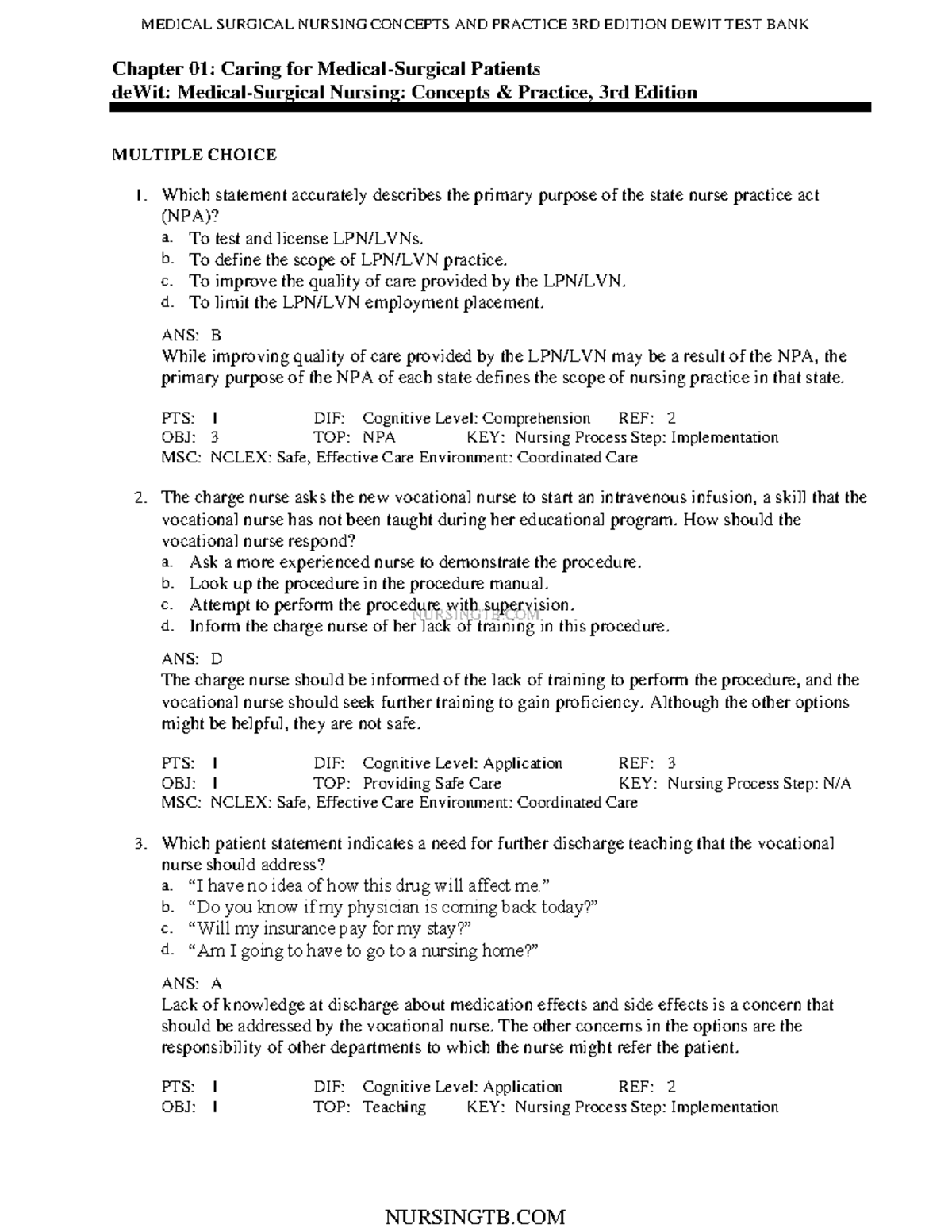 NURSINGTB: Practice Questions for Medical-Surgical Nursing (Final Exam ...