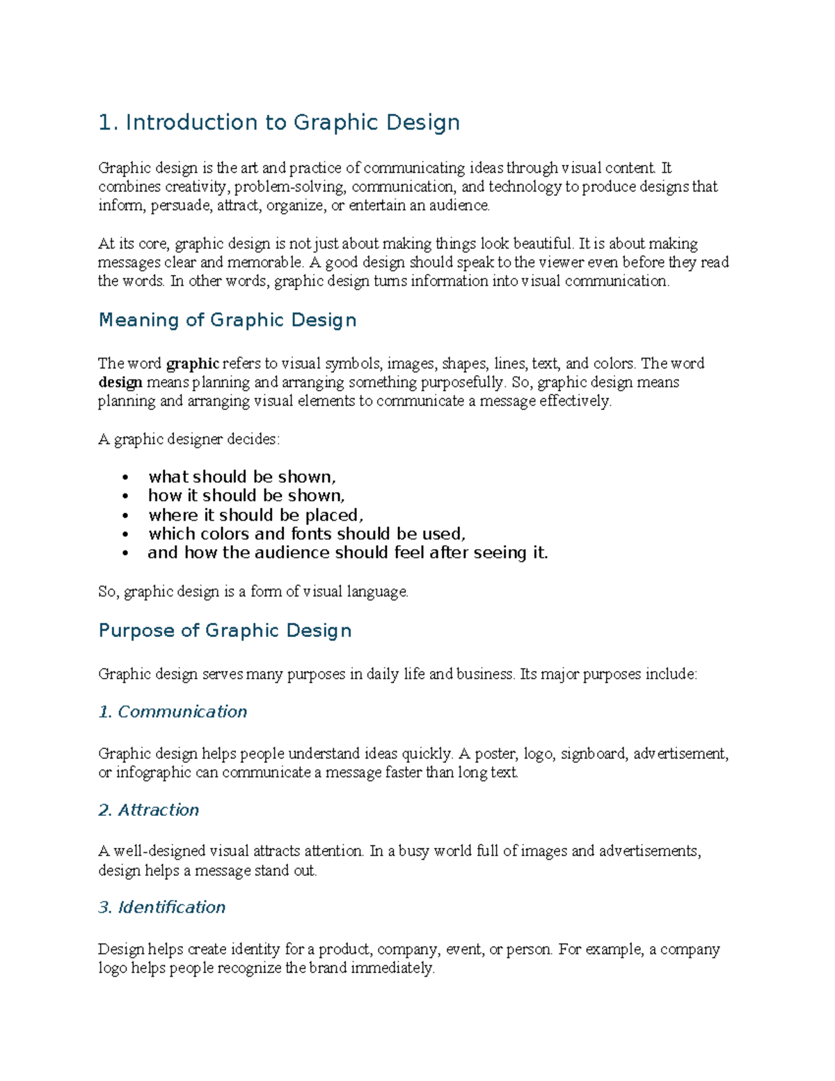 Graphic Design Notes (Course Code: GD101) - Topics 1 to 3 Overview ...
