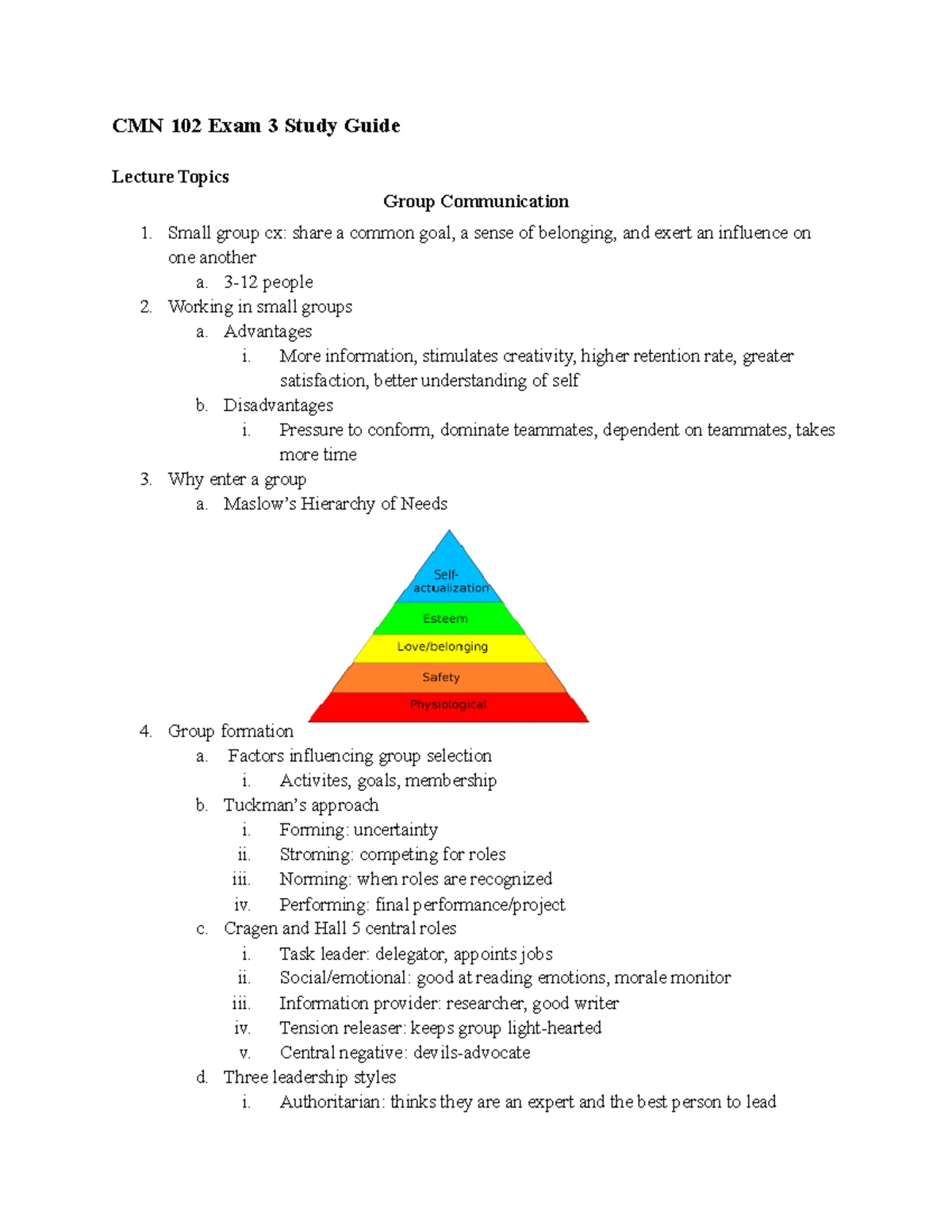 CMN 102 UIUC Practice Exam 1 Study Guide - Studocu