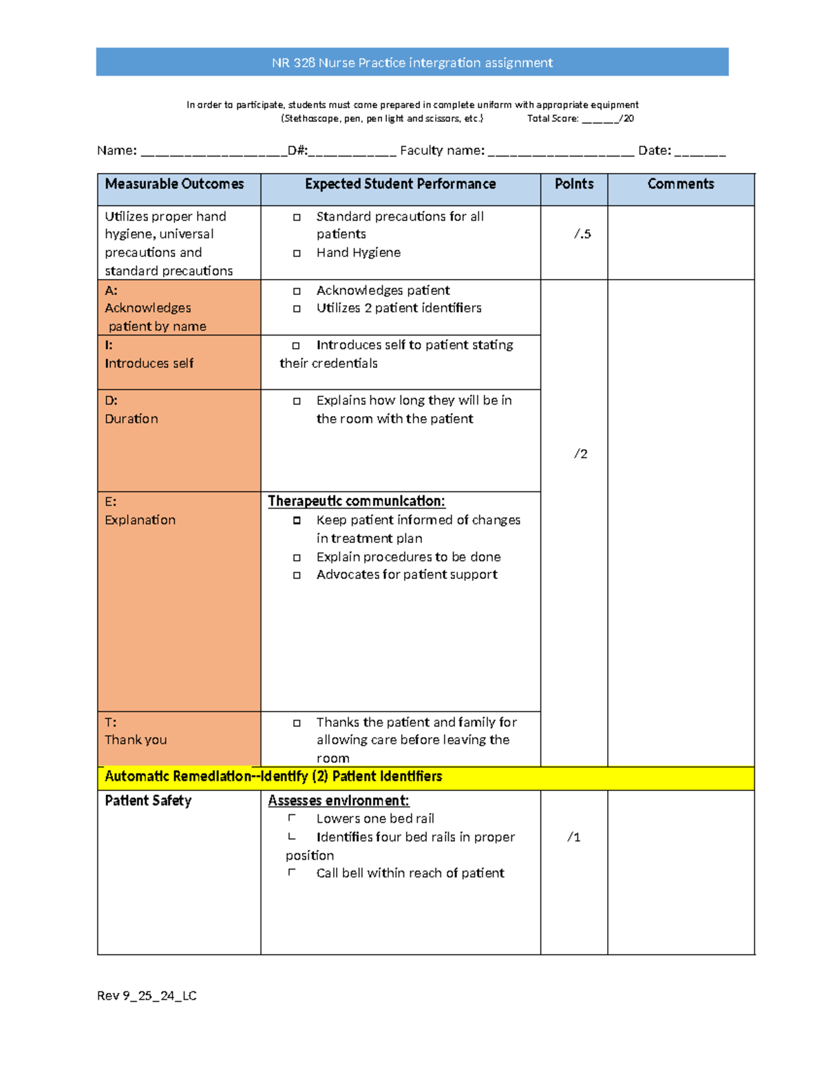 NR 328 - NPIA Rubric for Student Performance Assessment - Studocu
