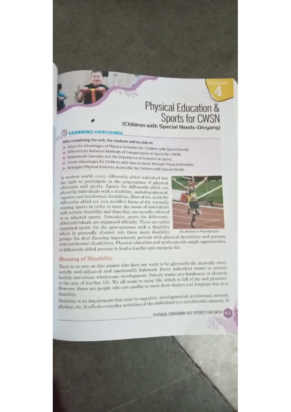 Chapter 4: Physical Education and Sports for CWSN - Learning Outcomes ...