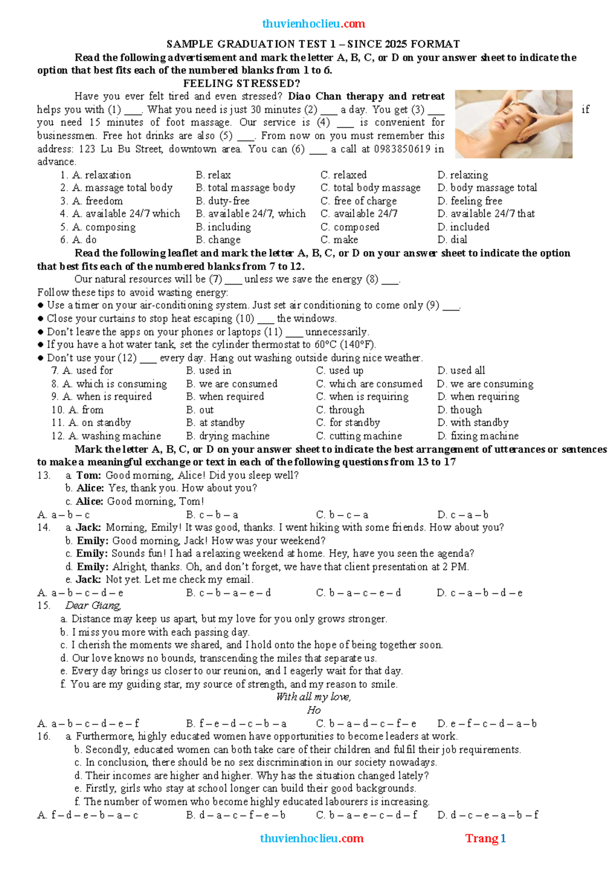 SAMPLE GRADUATION TEST 1 SINCE 2025 FORMAT - Studocu