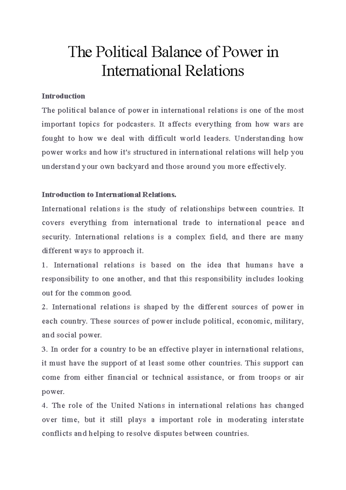 International Relations (IR) Midterm: Power Dynamics Overview - Studocu
