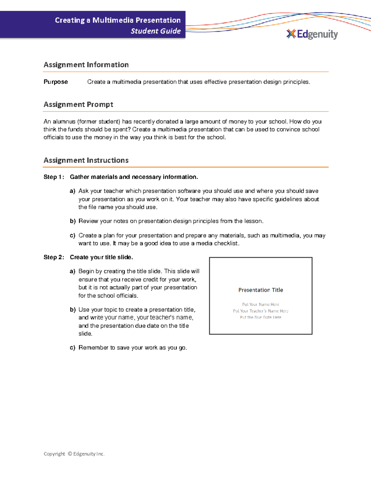Creating a Multimedia Presentation: Student Guide for Effective Design ...