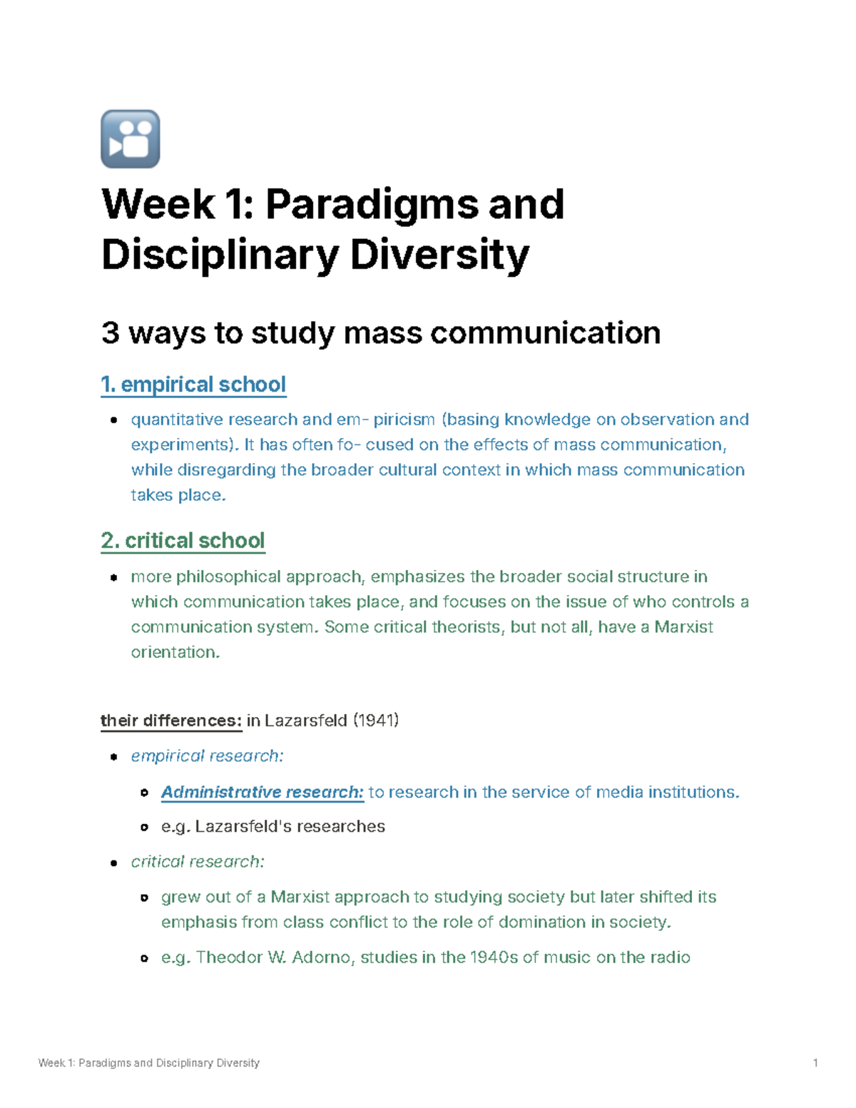 Week 1 to 6 Readings Overview: Mass Comm, Tech Politics & Big Data ...
