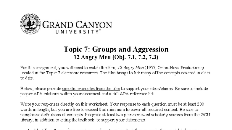 PSY-362-RS-T7: Analyzing Groups and Aggression in 12 Angry Men - Studocu