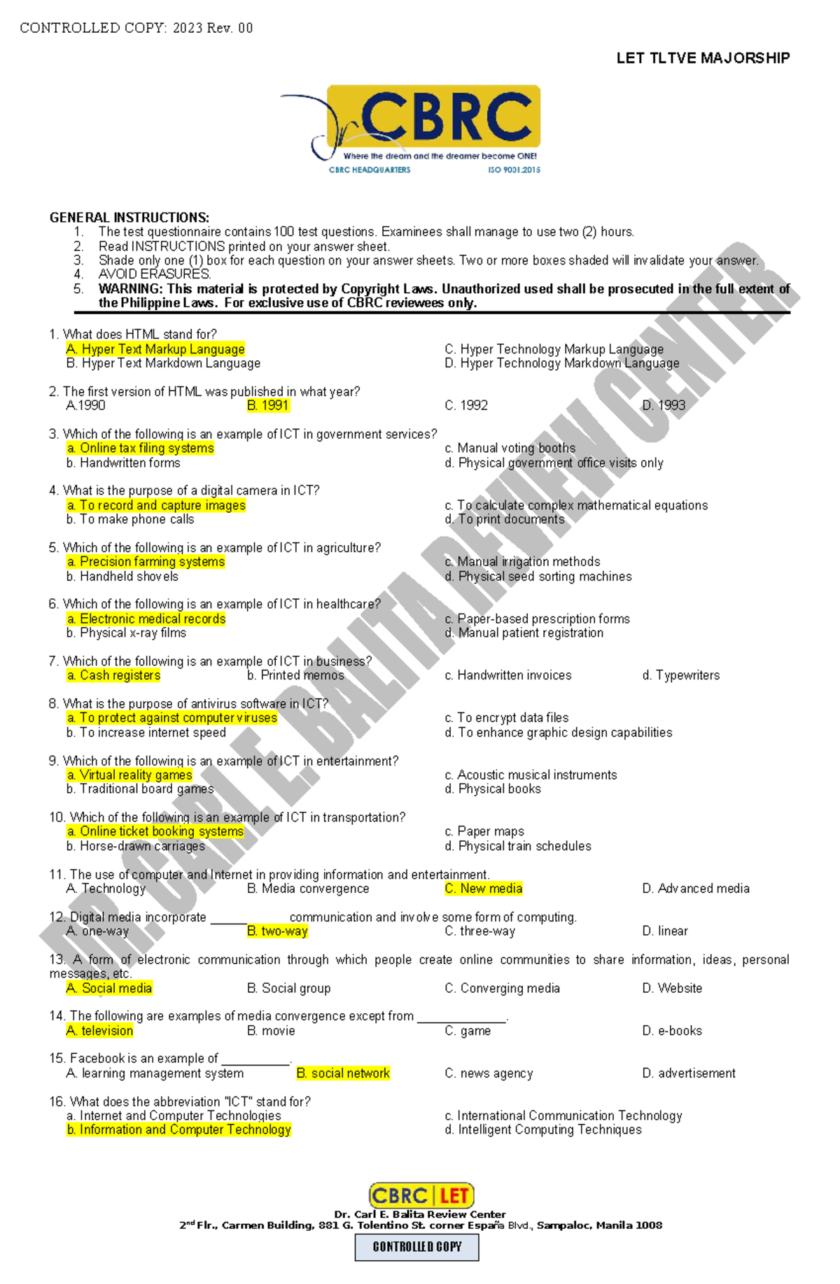 LET TLTVE MAJORSHIP: Comprehensive Review Questions and Instructions ...