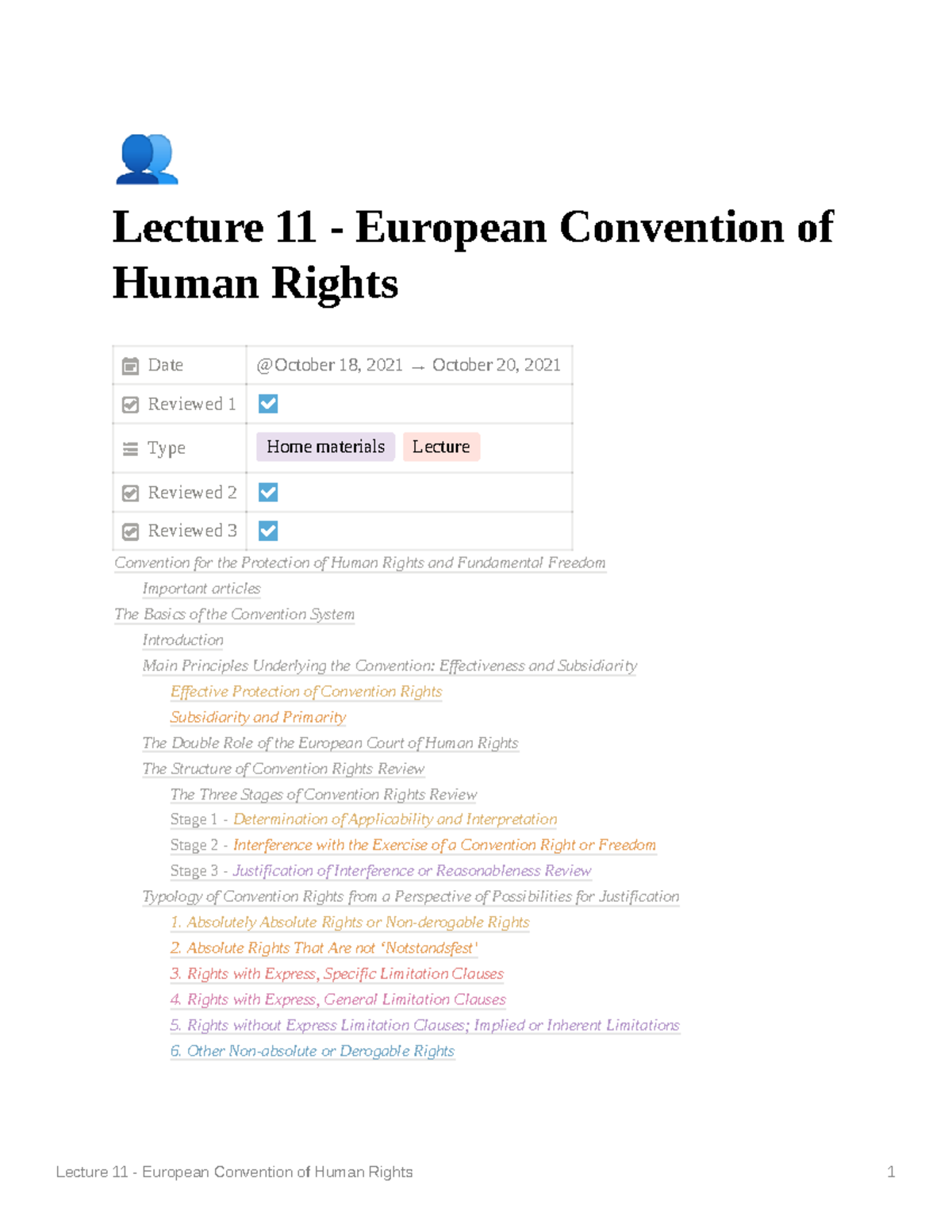 Lecture 11 - Understanding the European Convention on Human Rights ...