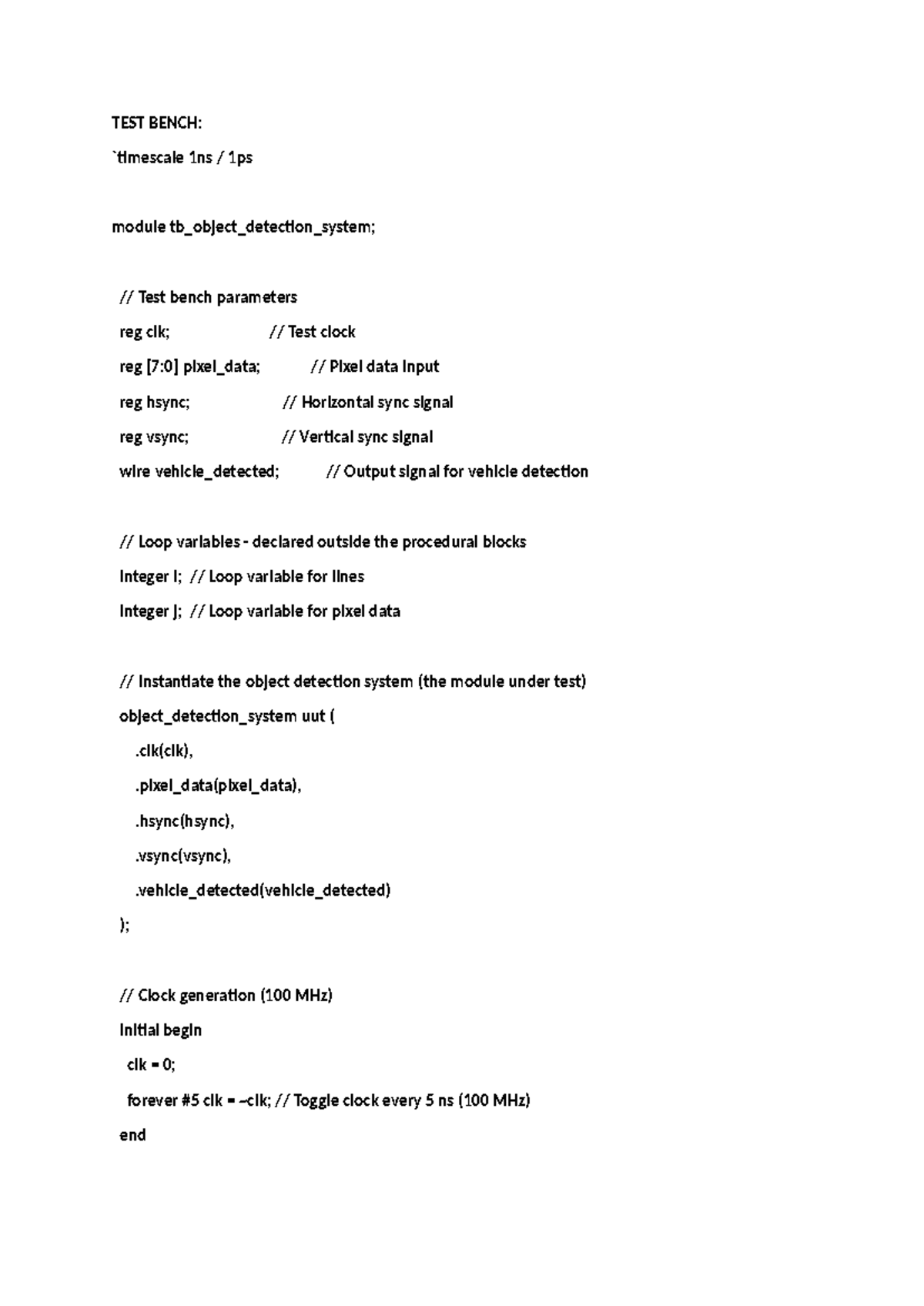 Modelsim CODE - TEST BENCH: `timescale 1ns / 1ps module tb_object ...