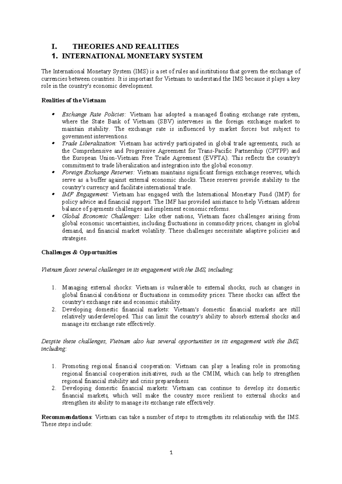 TCQT Câu hỏi và Đề cương ôn tập cuối kì Tài chính quốc tế 2023 - Document Preview