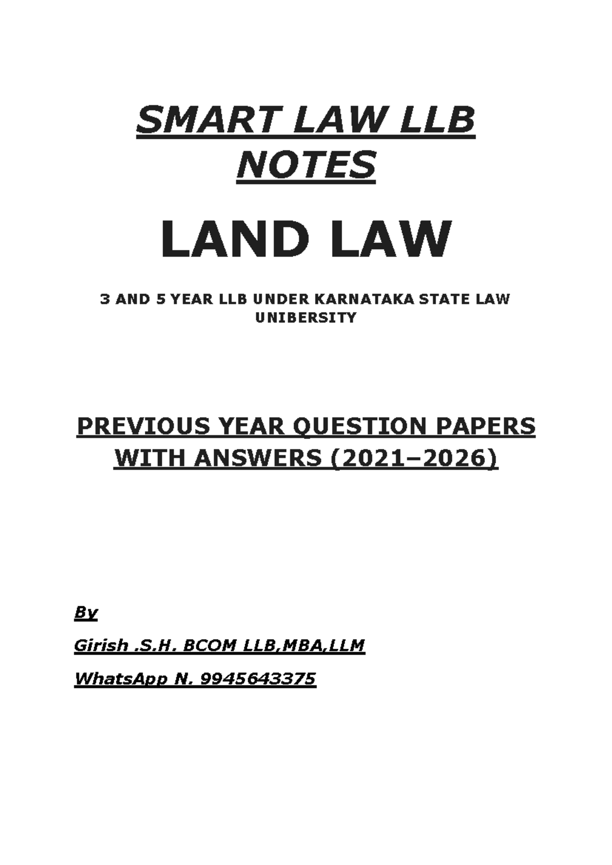 LAND LAW KSLU: Comprehensive Notes on RFCTLARR Act, 2013 - Studocu