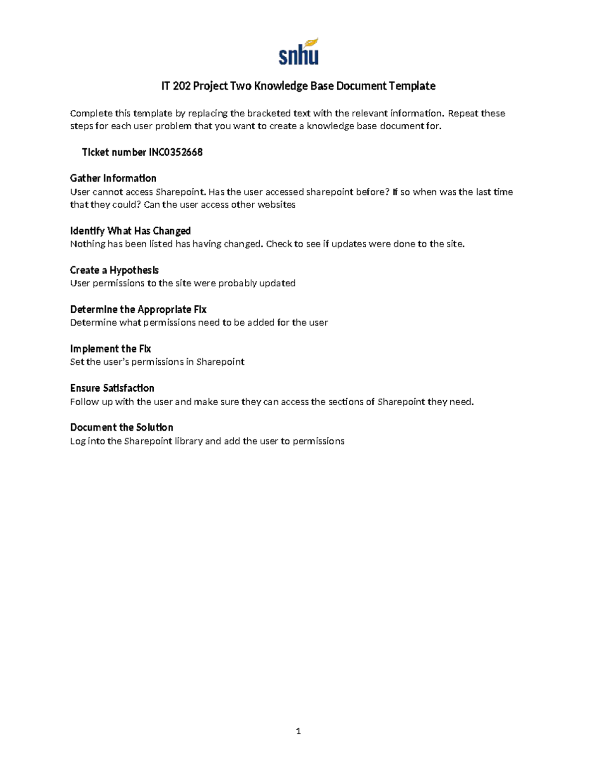 IT 202 Project 2 Knowledge Base Document: User Issues & Fixes Guide ...