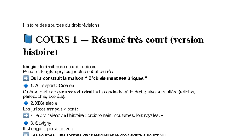 Révisions HDSDD - Cours 1 et 2 : Sources et Souveraineté du Droit - Studocu