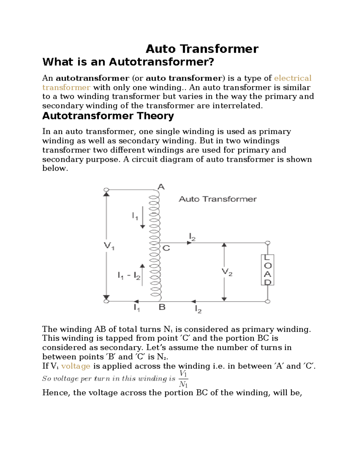 AUTO Transformer - Understanding Autotransformer Theory and ...