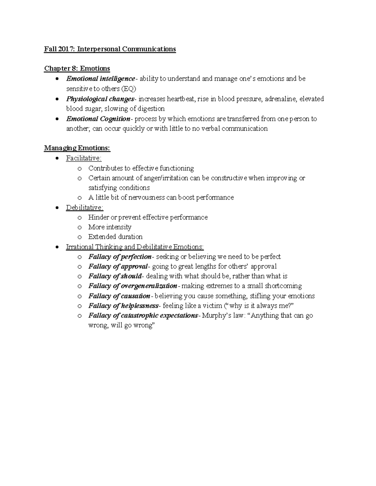 Interpersonal Communication - Chapter 8 - Fall 2017: Interpersonal ...