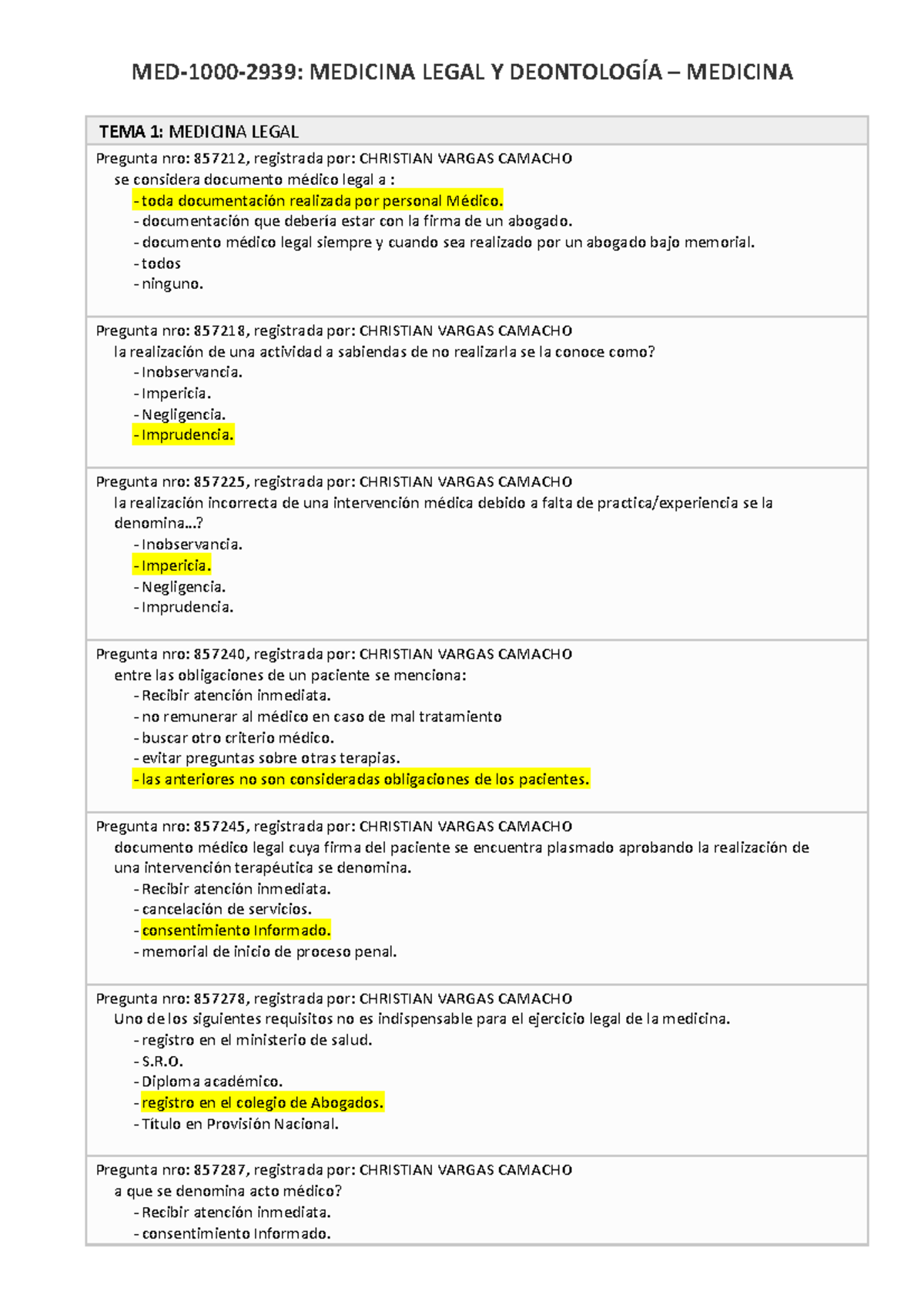 MED-1000-2939: Exámenes Médicos Legales y Ética Profesional - Document Preview
