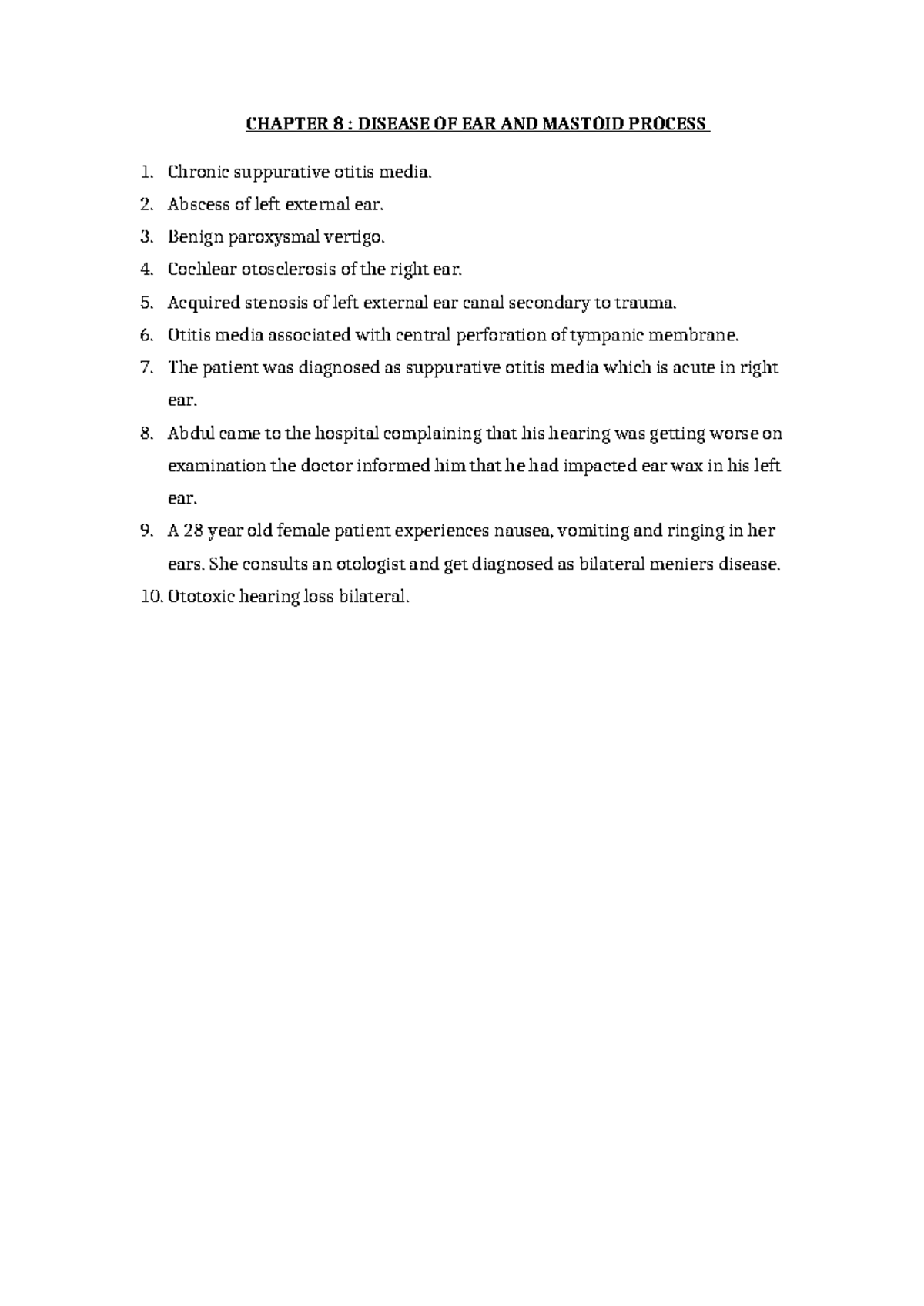 ICD 8: Chapter 8 - Diseases of Ear and Mastoid Process Overview - Studocu