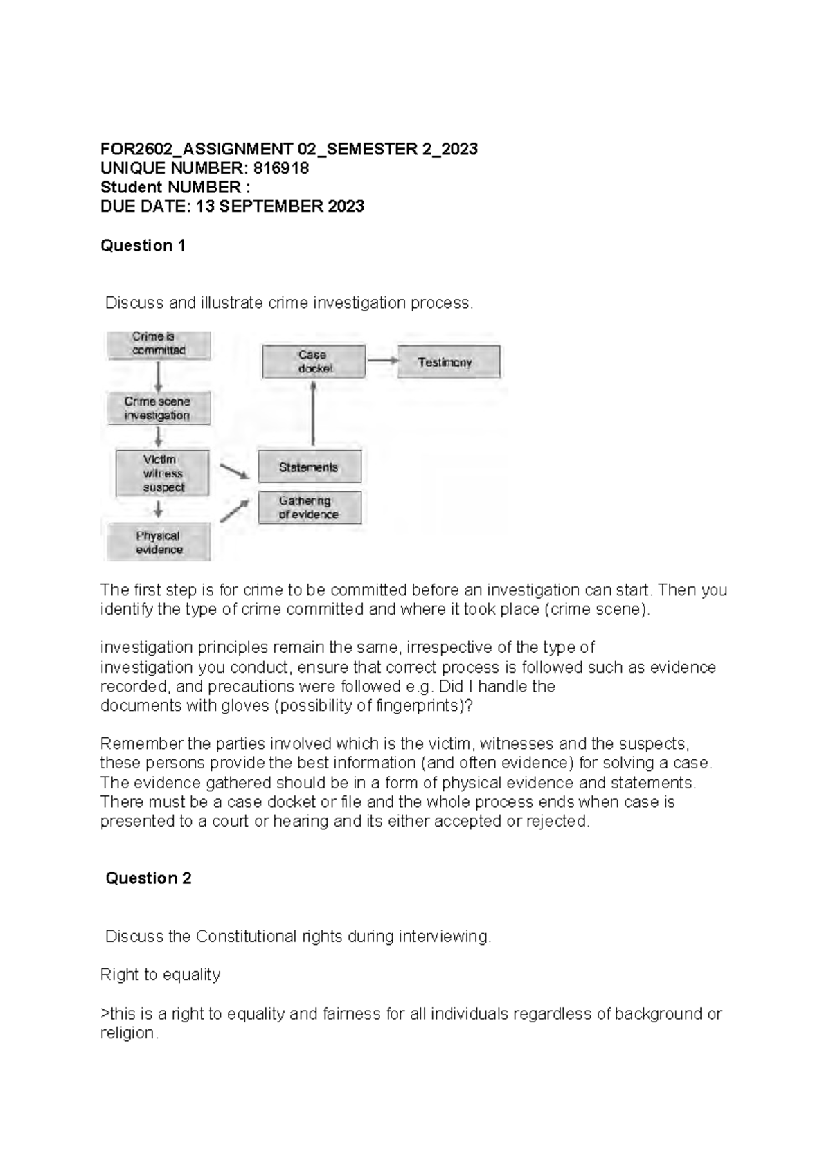 FOR2602_ASSIGNMENT 02_CRIME INVESTIGATION & INTERVIEW PROCESSES - Studocu
