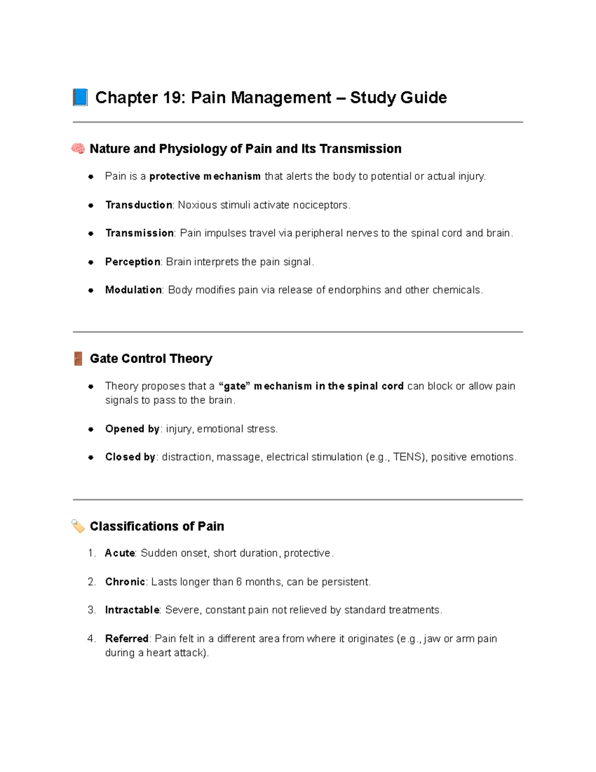 📘 Chapter 19 Pain Management – Study Guide - 📘 Chapter 19: Pain ...