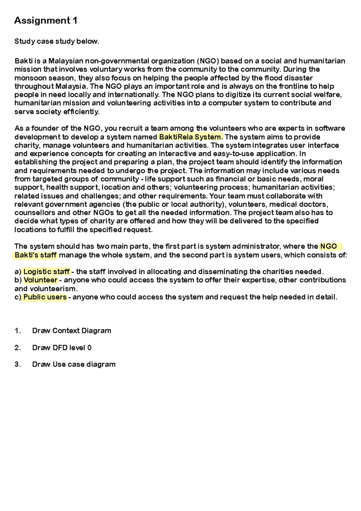 SRE Assignment: NGO System Development Case Study Analysis - Studocu