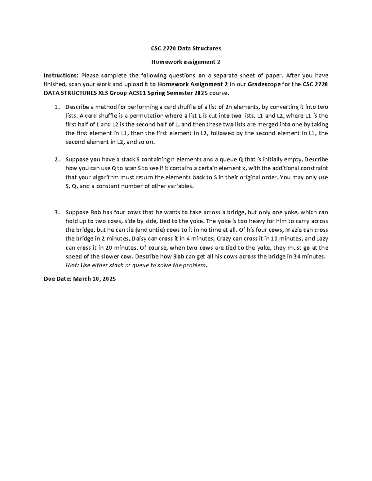 Homework Assignment 2 - lecture notes for geology - CSC 2720 Data ...