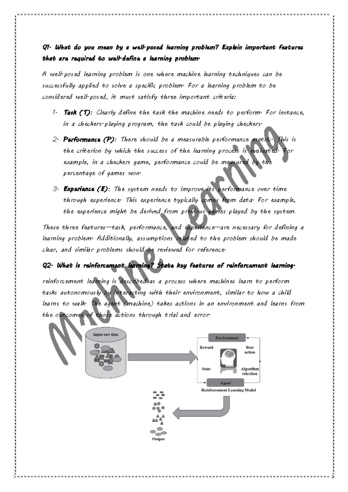 ML - brfbrfbrb - Q1. What do you mean by a well-posed learning problem ...