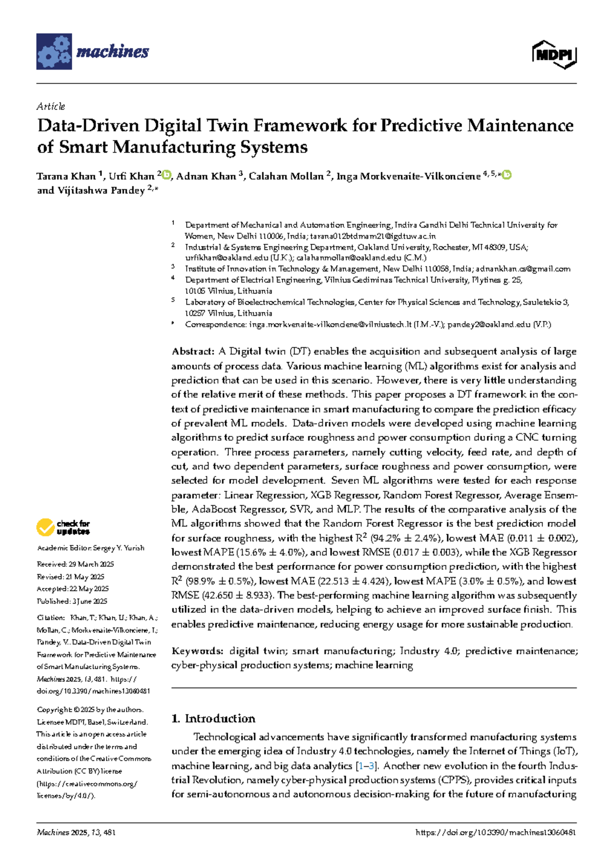 Digital Twin Framework for Predictive Maintenance in Smart ...