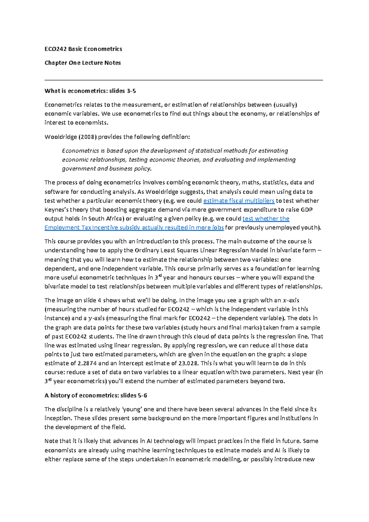 ECO242 Basic Econometrics Chapter 1 Lecture Notes: Introduction to ...
