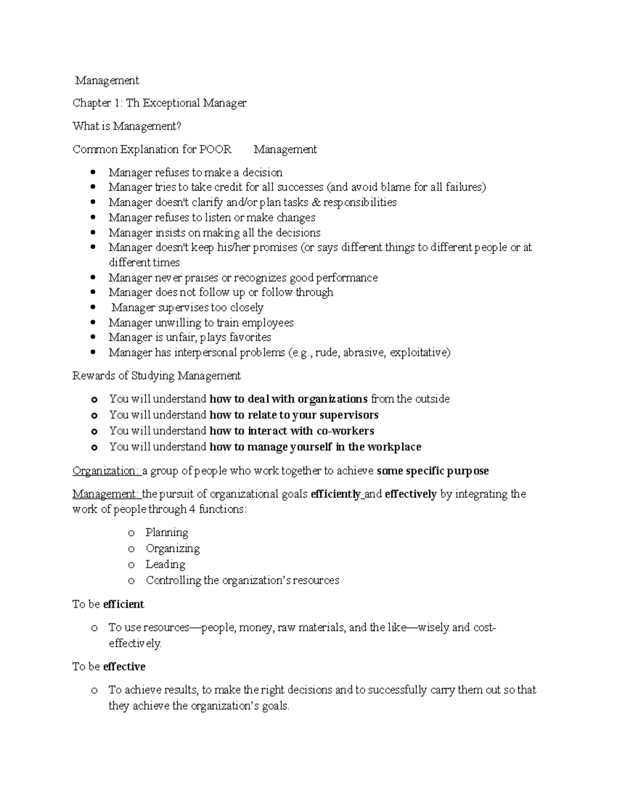 MGT101: Management Study Guide for Exceptional Managers - Studocu