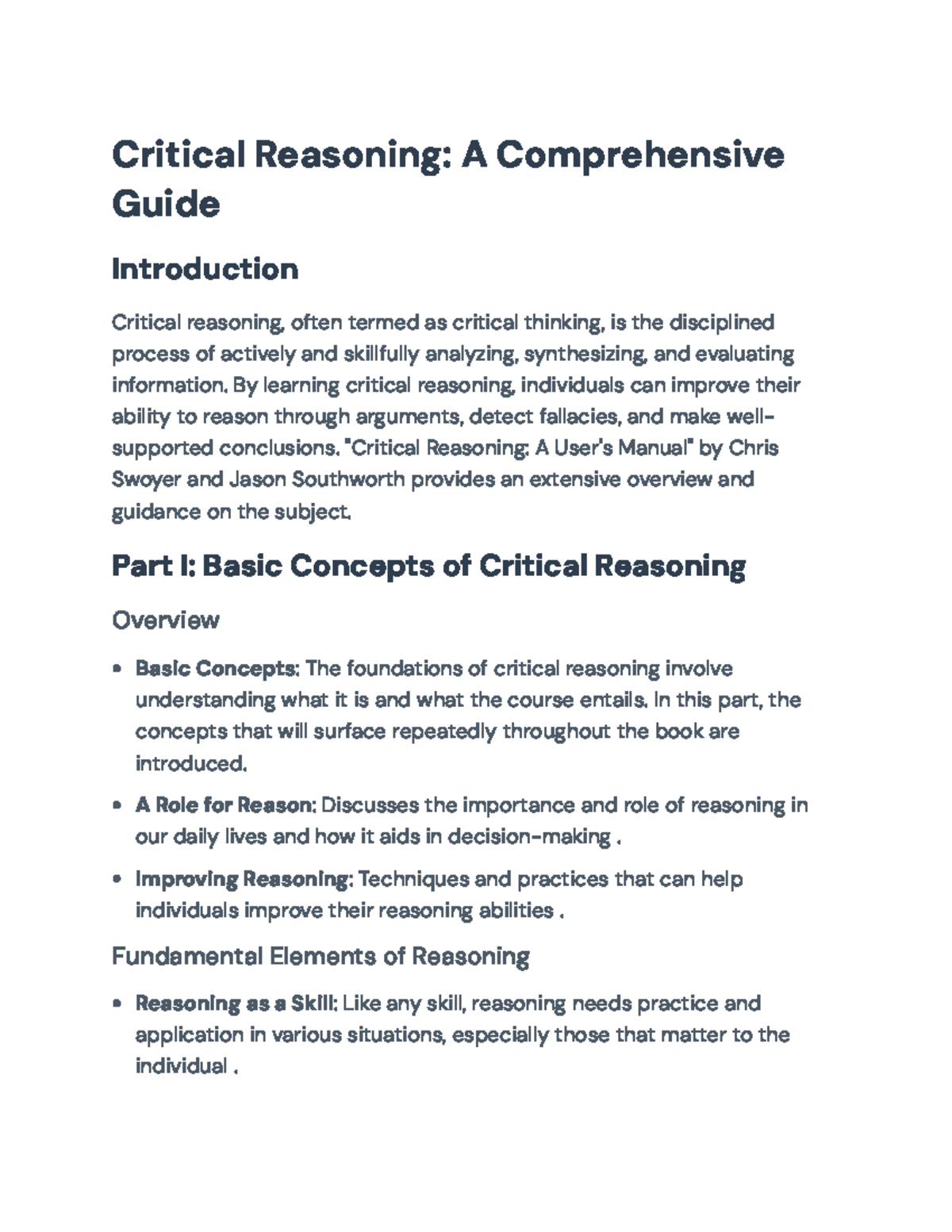 Critical Reasoning: A Comprehensive Guide for Effective Thinking ...