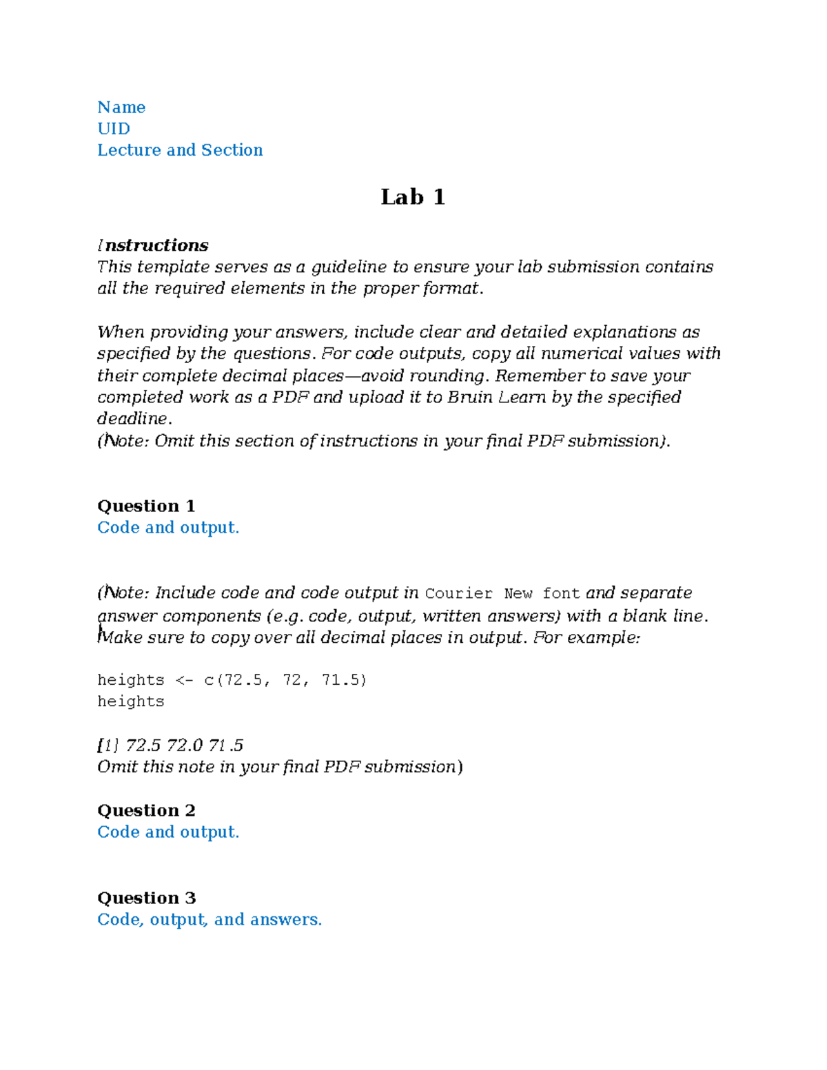 Lab1 Submission Template - Name UID Lecture and Section Lab 1 ...