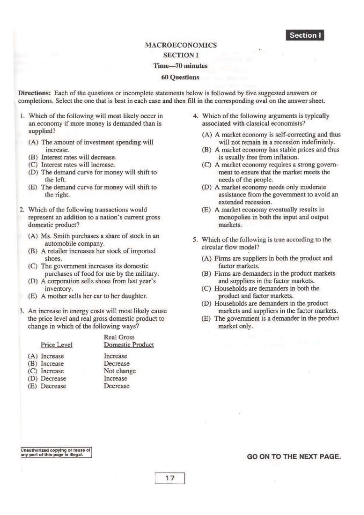 2000 AP Macro Economics Exam / You can find it on the internet - Document Preview