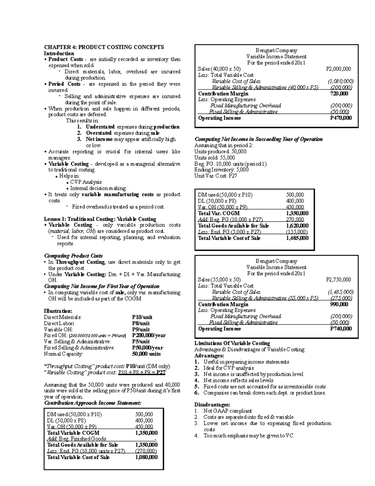 Costing Concepts Review: Ch. 4 - Product Costing Techniques - Studocu