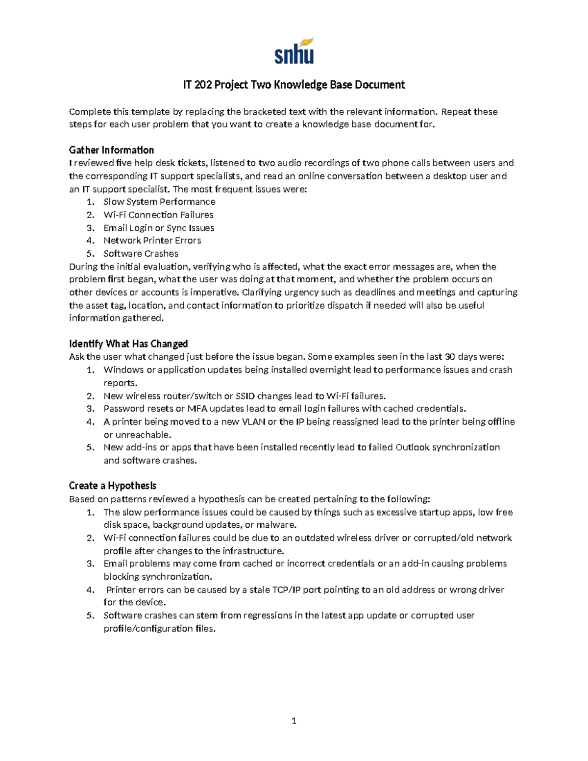 IT 202 Project Two: Comprehensive Knowledge Base Guide - Studocu