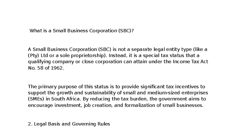 SBC - Explains what sbc is - What is a Small Business Corporation (SBC ...