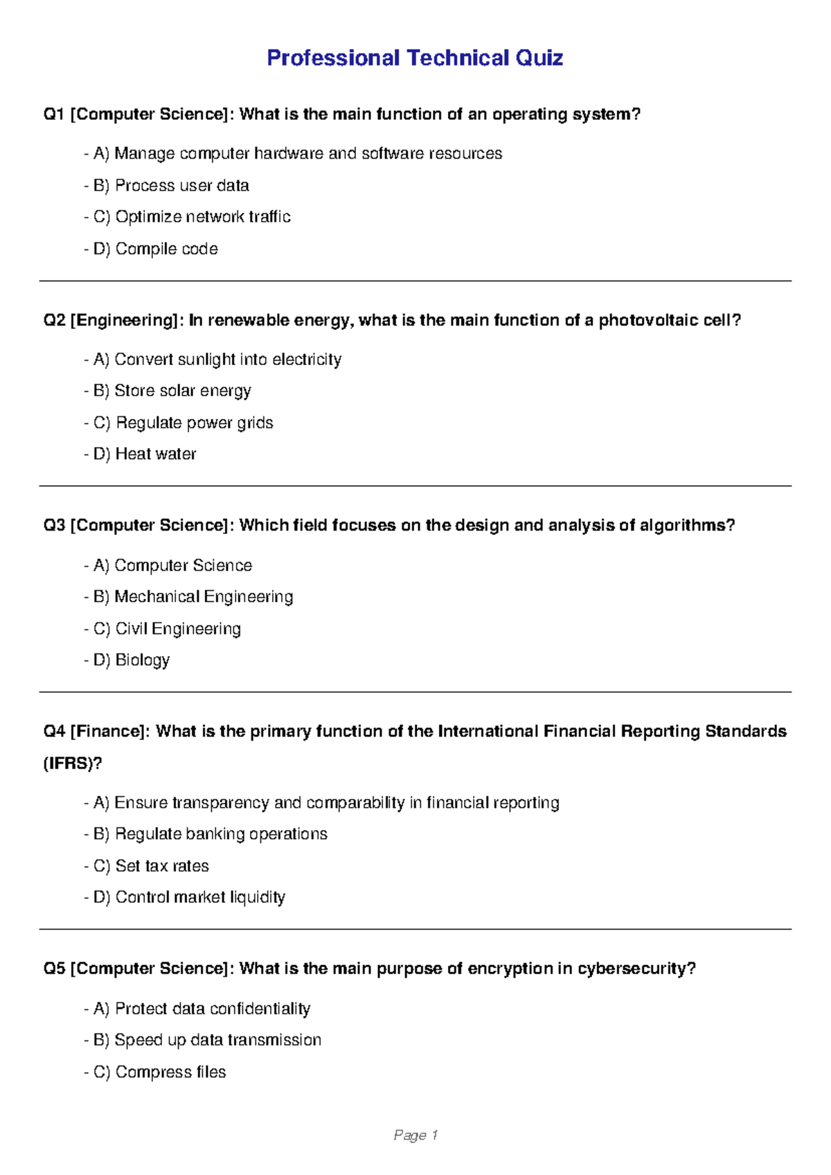 计算机科学与工程考试复习题 Q1-Q20 - Studeersnel
