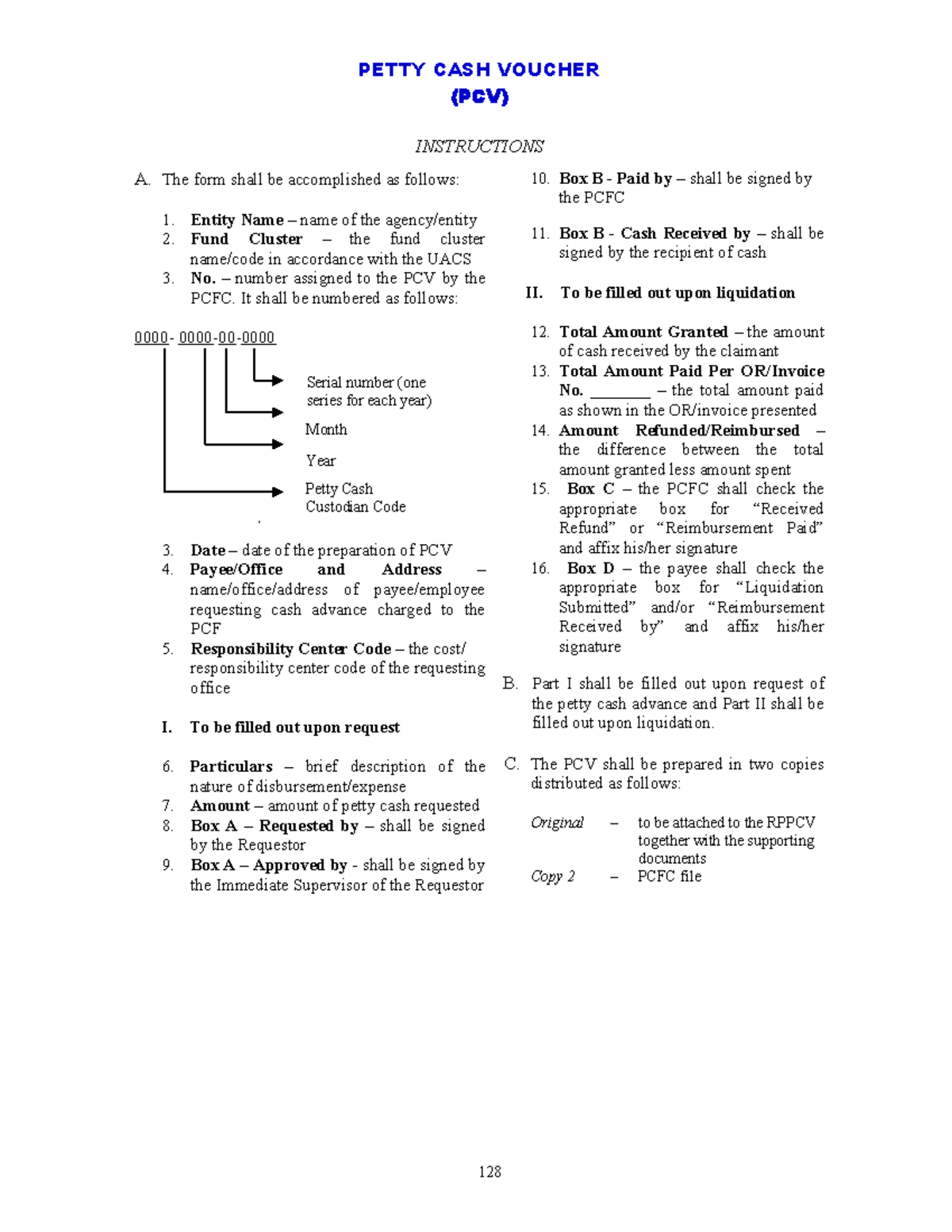 Petty Cash Voucher (PCV) Instructions for Proper Usage - Studocu