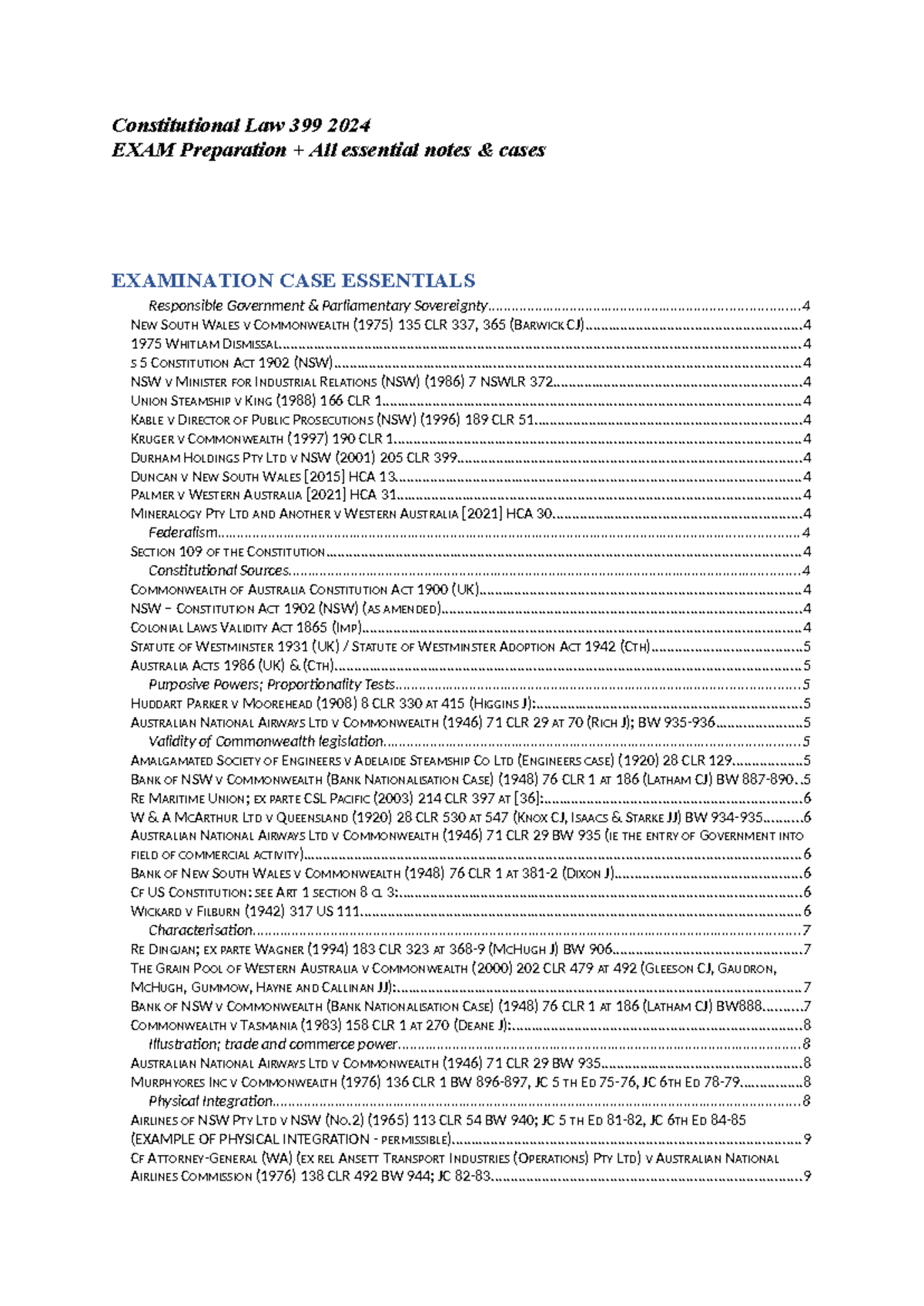 Constitutional Law 399 2024 Final Exam Revision Notes - Studocu