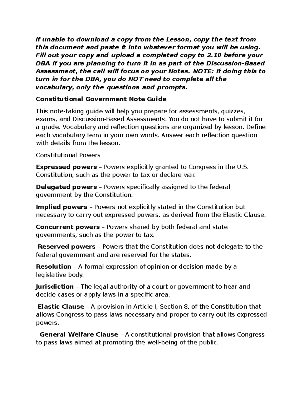 Module 1: We the People - Comprehensive Note Guide for Assessments ...