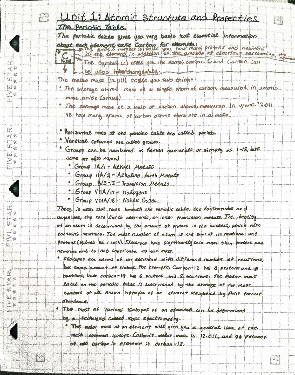 Unit 1 Review Notes for Chemistry 101 - Studocu