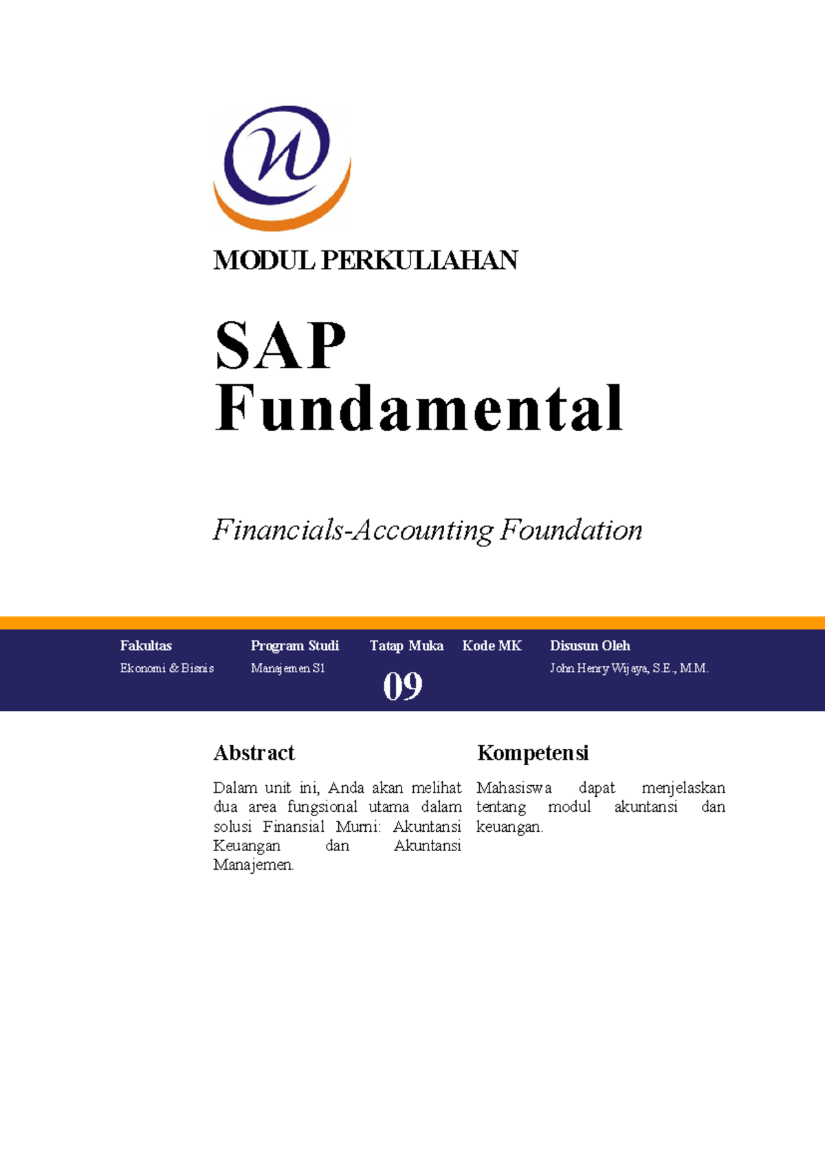 Modul MK 09: SAP Fundamental - Financials Accounting (ID) - Studocu