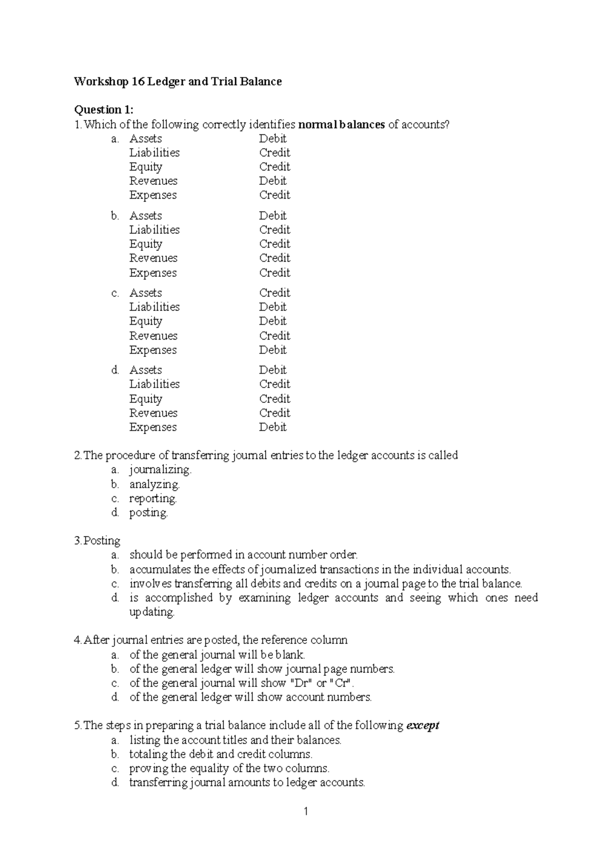 Workshop 16: Understanding Ledger & Trial Balance Concepts - Studocu