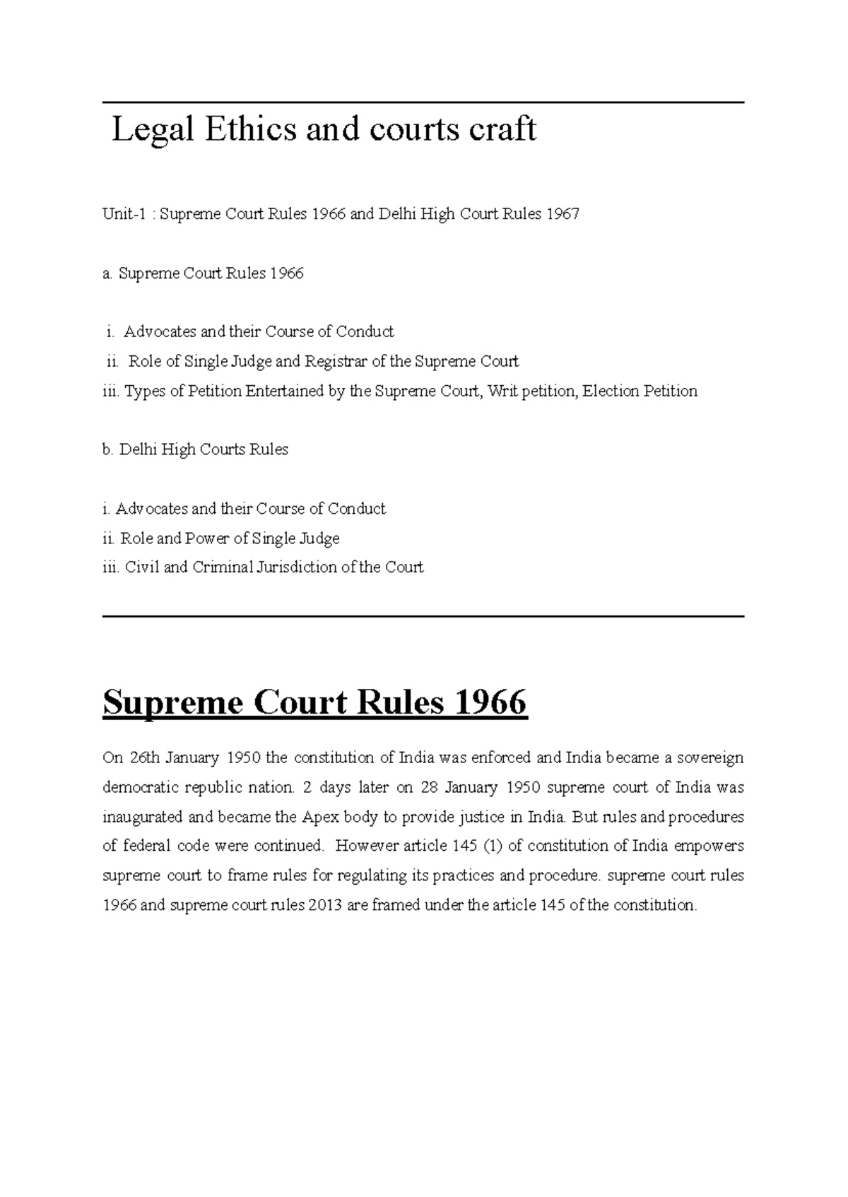 Legal Ethics and Court Craft: Supreme Court & Delhi High Court Rules ...