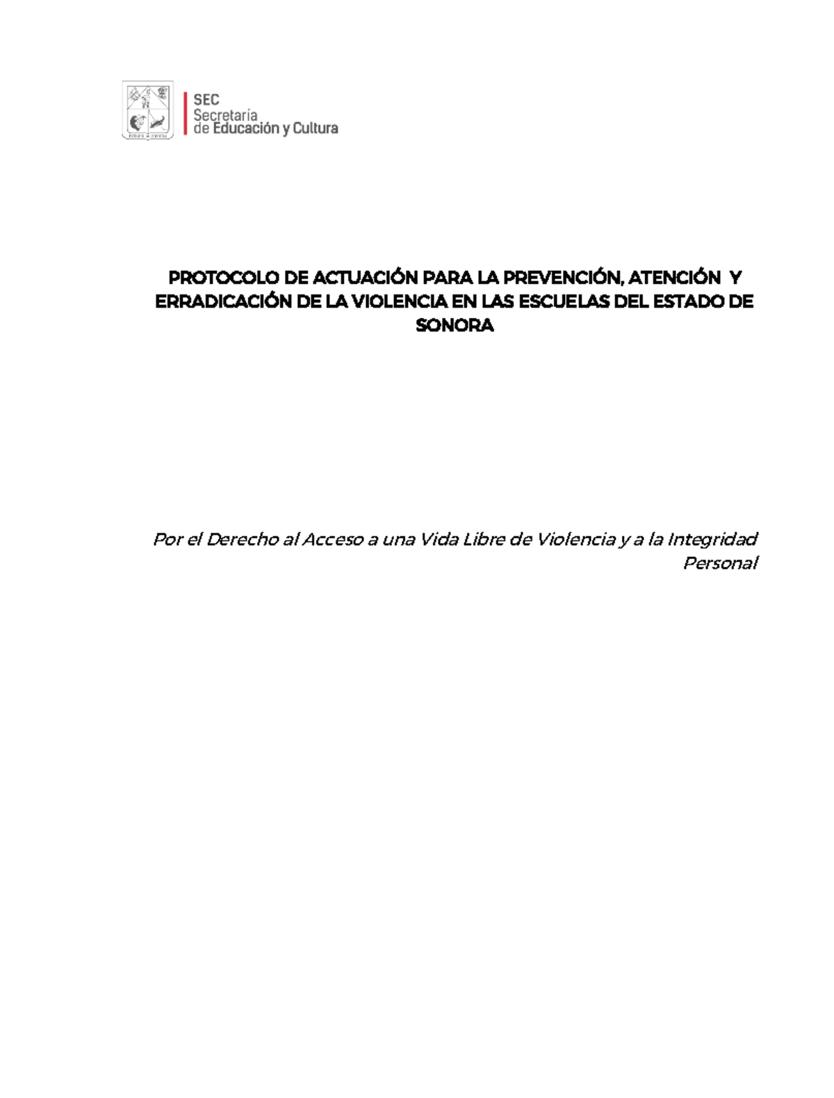 Protocolo de actuación para la prevención, atención y erradicación de ...