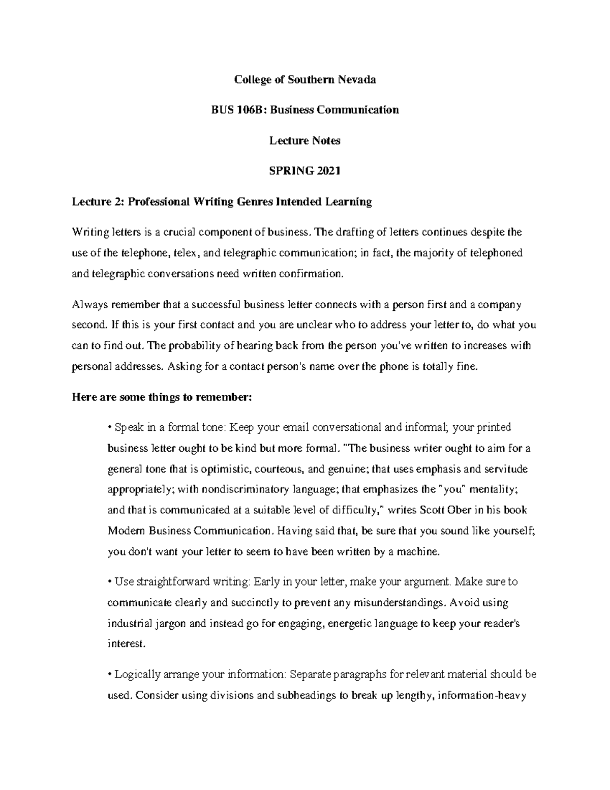 COM 451 Lecture Notes 2 - Key Concepts of Professional Writing - Studocu